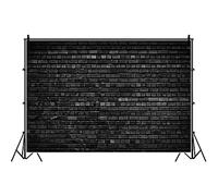 Laeacco 12x8ft Black Brick Wall Backdrop Vinyl Dim Color Tone Rough Texture Brick Wall Photography Background Eatery Decoration Wallpaper Adult Artistic Portrait Shoot Studio Props