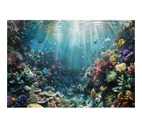 Laeacco 5x3ft Under The Sea Backdrop Underwater World Ocean Coral Tropical Fish Deep Sea Sunshine Scenery Photography Background for Mermaid Girl Birthday Baby Shower Party Decor Photo Booth Props