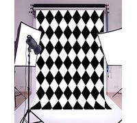 Laeacco 6X8FT Vinyl Photography Background Mosaic theme Black and White Rhombus Pattern Design Backdrop Party Artistic Children Adults Photo Backdrop 1.8(W) x2.5(H) M Photo Studio Prop