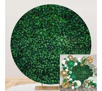 Laeacco 7.2x7.2ft Greenery Green Leaves Round Backdrop Spring Nature Grass Photography Background Baby Shower Gender Reveal Bridal Shower Birthday Wedding Party Cake Table Decor Portrait Booth Props