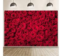 Laeacco 7x5ft Red Roses Background Vinyl Photography Background Blossoms Roses Wall Texture Lovers Girls Children Kids Photos Video Studio Props