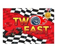 Laeacco 7x5ft Two Fast 2nd Birthday Backdrop Racing Car Happy Birthday Photography Background Racing Theme Party Supplies for Boys Children Birthday Cake Table Decoration Banner Photo Booth Props