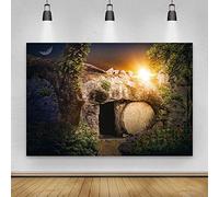 Laeacco Empty Easter Tomb Backdrop 10x8ft Stone Cave Easter Photo Backdrop Sunrise Holy Light Rebirth of Jesus He is Risen Backdrops Bible School Church Event Christian Kids Adults Picture Background