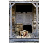 Laeacco Western Style Old Bar Backdrop 3x5ft Vinyl Photography Background Western Saloon Wood Door Barrel Cowboy Countryside Background Rural Rustic Farm House Photo Backdrops Studio Props