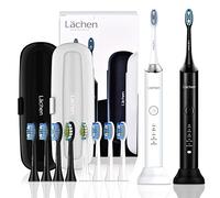Lächen Electric Toothbrush Sonic Toothbrush Double Pack, 2 Handpieces and 2 Travel Case, 5 Modes with 10 Replacement Brush Heads