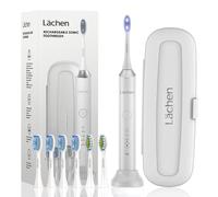Lächen Lächen Electric Toothbrush, Sonic Toothbrush, 5 Cleaning Programs with Travel Case, 6 Toothbrush Heads, Rechargeable, IPX7 Waterproof, White