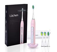 Lächen Sonic Electric Toothbrush Sonic Toothbrush with 4 Toothbrush Heads and Timer, 3 Modes & 3 Vibration Levels with Travel Bag, Pink