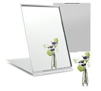 laeeyin Travel Mirror Pocket Mirror Small Cosmetic Mirror Hand Mirror Foldable Ultra Thin and Durable Mirror Suitable for Travel, Office Shaving Camping and Makeup (1 Piece 20.3 x 14 cm)