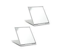 laeeyin Travel Mirror Pocket Small Cosmetic Hand Foldable Ultra Thin and Durable Mirror Suitable for Travel, Office Shaving Camping and Makeup (2pcs 6 x 7 cm)