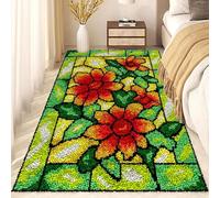 Laegnfho 75 x 110 cm Latch Hook Rug Kits, DIY Carpet Embroidery Kits, Crochet Kits Embroidery Kits Needlework Crafts for Home Decor, Needlework Rugs Craft Kits for Beginners, Rug Making for Adults