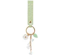 LAEKOU Cute Lily of The Valley Flower Key Chain, Keychain for Car Keys, Key Chains Accessories for Women And Girls, Green Leather+white Lily, Medium
