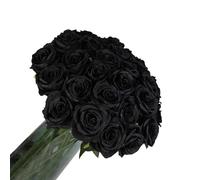 Laelfe 12 Pcs Artificial Black Roses, 53 cm Single Long Stem Faux Silk Black Roses Fake Rose Flowers for Halloween Gothic Party Wedding Bridal Bouquet Home Grave Decorations