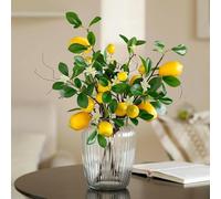 Laelfe 2 Bundles Artificial Lemon Branches, 16 Heads Yellow Fake Lemons Stems Faux Lemon Decorations for Home Kitchen Farmhouse Summer Party Decor