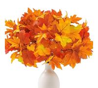 Laelfe 5 Bundles Artificial Autumn Maple Leaves, Fake Maple Branches Faux Silk Fall Leaves Stems Plants for Autumn Vase Decorations Thanksgiving Day Halloween Fireplace Table Centerpiece