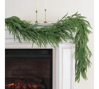 Laelfe 6 FT/183 cm Artificial Norfolk Pine Garlands, Real Touch PE Faux Greenery Garland Christmas Garlands for Xmas Indoor Outdoor Table Mantle Stairs Fireplace Decorations