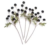 Laelfe Artificial Black Chrysanthemum Flowers for Halloween, 5 Bundles | 25 Flower Heads & 52 cm Long Stems Faux Kiku Fake Small Mini Chrysanthemums Ball Flower for Fall Vase Filler Home DIY Bouquet