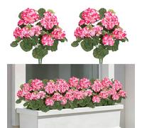 Laelfe Artificial Pink Geraniums Outdoor, 2 Bundles UV Resistant Faux Silk Pink Geranium Flowers Fake Geraniums for Outside Indoor Home Garden Patio Table Centerpiece