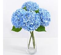 Laelfe Extra Large Blue Hydrangea Artificial Flowers, 70 cm Long Stem Latex Real Touch Faux Hydrangea Flowers Fake Flowers for Home Wedding Bridal Bouquets Birthday Party, 3 Pcs