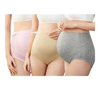 LAEMILIA 2 Pack Women's High Waisted Maternity Underwear Ladies Over Bump Pregnancy Cotton Briefs Panties Belly Support