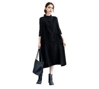 LAEMILIA Cord Dresses for Women UK Ladies Corduroy Pinafore Dress Oversized Sleeveless Dresses with Pockets Cute Fall Winter Spring Plus Size Clothing M-XXL/UK 8-18 Black