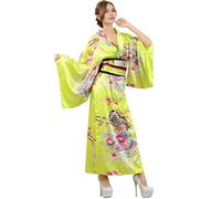 LAEMILIA Halloween Costumes Adult Women Japanese Yukata Kimono Anime Cosplay Costume Traditional Festival Outfit Oriental Nightwear Wide Sleeve Robe M-L