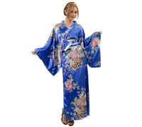 LAEMILIA Halloween Costumes Adult Women Japanese Yukata Kimono Anime Cosplay Costume Traditional Festival Outfit Oriental Nightwear Wide Sleeve Robe M-L