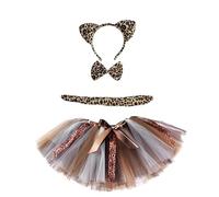 LAEMILIA Kids Animal Costumes for Girls 4 Pcs Fancy Dress Accessories Cosplay Outfits Children Deer Antlers Headband+Tutu+Skirt+Tail+Bow Tie Role Play Clothes Age 0-10