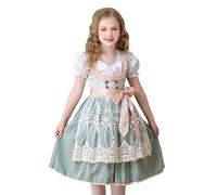 LAEMILIA Kids Oktoberfest Outfit Girls Bavarian Costume 3-Piece German Dirndl Dress + Apron + Puff Sleeve Blouse Traditional Folk Clothing Age 3-12
