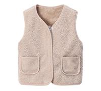 LAEMILIA Little Boys Girls Fuzzy Sherpa Vest Coat Solid Color Kids Faux Fur Sleeveless Fall Winter Warm Fleece Outwear Gilet with Pockets