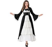 LAEMILIA Lolita Dress Gothic Clothes for Women Halloween Costumes Adult Vintage Victorian Style Flare Sleeve Layered Dresses Steampunk Outfit UK Sizes 8-22 (S-XXL)