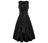 LAEMILIA Medieval Steampunk Dress Gothic Halloween Costumes Adult Women Vampire Queen Dress Up Costumes Forest Witch Fancy Dress UK Sizes（S-XXL）