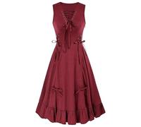 LAEMILIA Medieval Steampunk Dress Gothic Halloween Costumes Adult Women Vampire Queen Dress Up Costumes Forest Witch Fancy Dress UK Sizes（S-XXL）