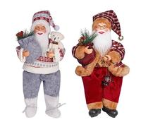 LAEMILIA Santa Claus Figurine 2PCS Sitting Santa Decoration Father Xmas Ornaments 30cm/12inch Holiday Tabletop Decor Festive Props Party