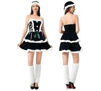 LAEMILIA Santa Costume Adult Women Christmas Fancy Dress Outfits 2-Piece Xmas Sleeveless Velvet Dress + Santa Hat sexy Santas Helper Outfit UK Size 8-18 (M-XL)
