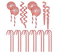 LAEMILIA White and Red Candy Cane Decorations Christmas Tree Pendants Holiday Embellishment Supplies (01-20P)