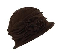 LAEMILIA Women Winter Soft Fleece Cloche Bucket Hats UV Sun Protection Hat with Piping & Bow Detail (#2 Coffee)