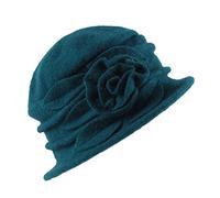 LAEMILIA Women Winter Soft Fleece Cloche Bucket Hats UV Sun Protection Hat with Piping & Bow Detail (#2 Blue)