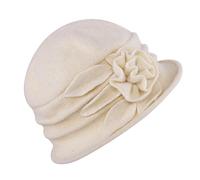LAEMILIA Women Winter Soft Fleece Cloche Bucket Hats UV Sun Protection Hat with Piping & Bow Detail (#2 Beige)