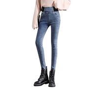 LAEMILIA Women's Fleece Lined Jeans Winter Thick Thermal Slim Denim Jeggings Skinny High Waisted Stretch Pull On Winter Warm Pants Trousers with Pockets Worn up to 176 lbs