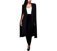 LAEMILIA Women's Spring Cape Blazer Trench Duster Coat Casual Open Front Long Cloak Cape Solid Color Suit Jacket