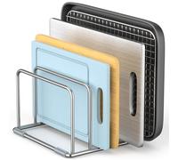 LAEMYFYRE Cutting Board Holder Stand, Chopping Board Organizer Rack with 304 Stainless Steel, Cookie Sheet Storage Organizer, 1.0 & 1.2 Inch Wide Slots (1 Pack)