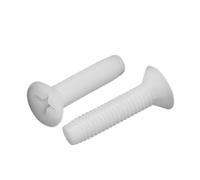 LAERNPU 10pcs M5 M6 M8 Length 8-40mm White Nylon Countersunk Head Screws Flat Head Bolts(25mm,M6x10Pcs)