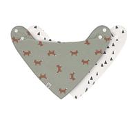 LÄSSIG Baby Bib Neckerchief Triangle Scarf Set of 2 Organic Cotton Popper Reversible Baby Bandana Little Forest Fox