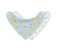 LÄSSIG Baby bib scarf triangle set 2 pcs. Organic cotton Press stud Reversible/Baby Bandana Happy Fruits Lemon
