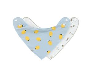 LÄSSIG Baby bib scarf triangle set 2 pcs. Organic cotton Press stud Reversible/Baby Bandana Happy Fruits Lemon