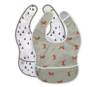 LÄSSIG Baby Bib Set of 2 with Crumb Protection Water-Repellent/Little Forest Fox