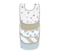 Lässig Baby Bibs Set (5 Pack) with Velcro Fastener Cotton Waterproof/Value Pack Bib Happy Fruits Light Blue Light Khaki