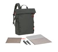 LÄSSIG Baby Changing Backpack, Changing Bag, Backpack with Changing Mat, Pram Attachment, Bottle Holder, Sustainably Produced/GRE Outdoor Rolltop Backpack, Dark Olive