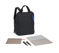 LÄSSIG Baby Changing Backpack, Changing Bag with Changing Mat, Pram Attachment, Mesh Bag/GRE Conversion Backpack, Black
