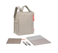 LÄSSIG Baby Changing Backpack, Changing Bag with Changing Mat, Pram Attachment, Mesh Bag/GRE Conversion Backpack, Beige